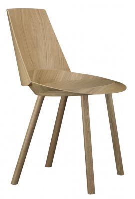 CH04 Houdini Stuhl e15: Moderner Holzstuhl mit drei Beinen in Eiche natur.